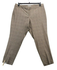 Calvin Klein Women's Plus Size Plaid Straight-Leg Pants 14W, Black/Cream P484