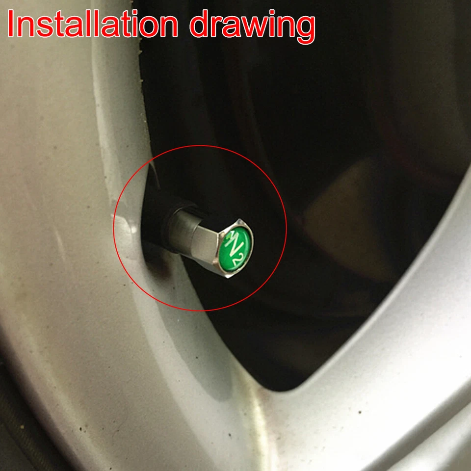 4Pcs NITROGEN N2 Valve Stem Wheel Tire Cap Copper Chrome Plating Silver - Image 4 of 4