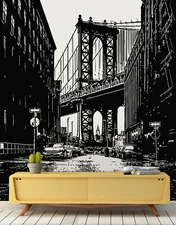 New York City Manhattan Bridge Street View Wall Decal. Iconic photo from Dumbo. 