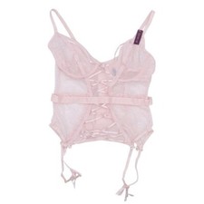 Adore Me Andra Unlined Bustier Light Pink Lace Lingerie One Piece 07753 Size 38D