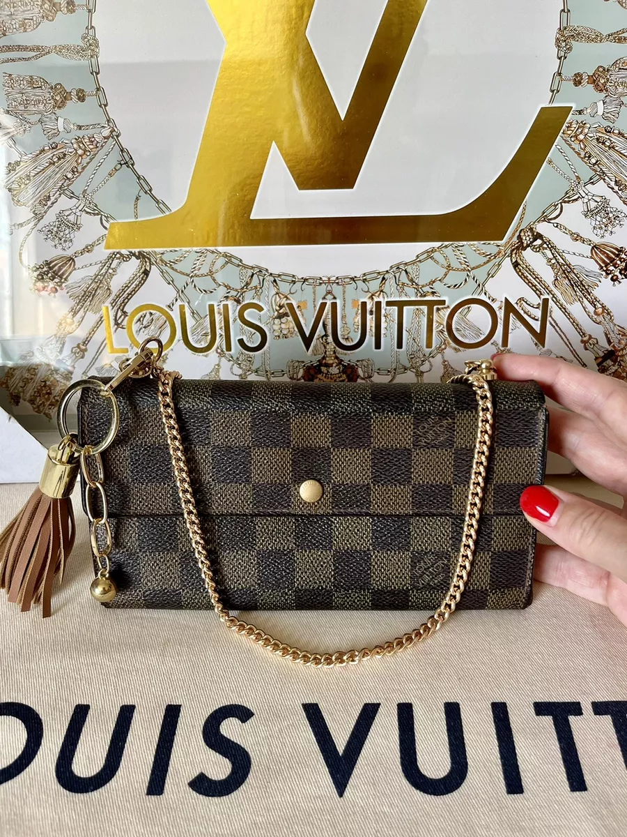 SOLD OUT- Louis Vuitton Damier Ebene Long Sarah Wallet with Chain