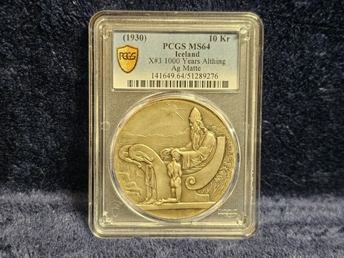 1930 Island 10 Kronur PCGS MS64 1000 Years of Althing Commemorative - Bild 3 von 6