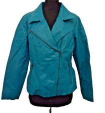 Sw1043 Kaleidoscope Women Green Leather Jacket Size 14 Uk/ 42 Eur