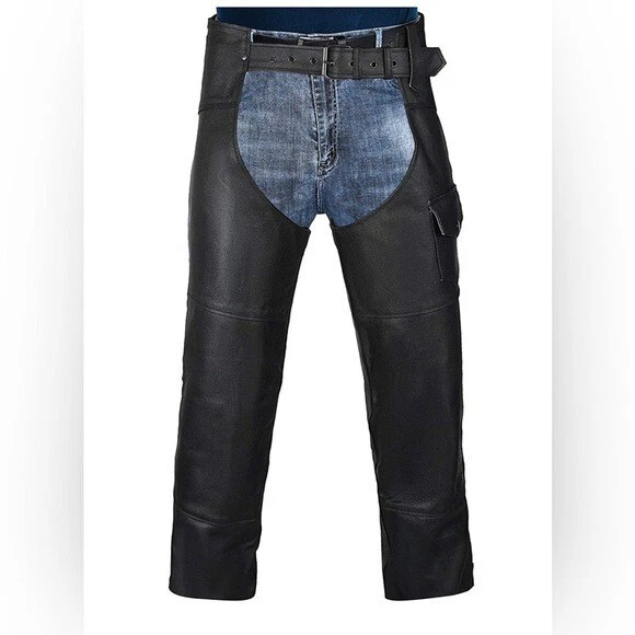 UNIK INTERNATIONAL Black Unisex Leather Ultra Chaps w Removable