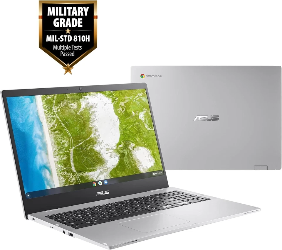 ASUS Chromebook CX1, 15.6" FHD Celeron N3350 64GB eMMC 8GB Chrome OS Silver NEW - Image 2 of 4