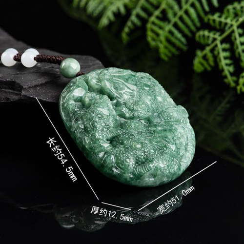 Real Grade A Jade Jadeite Men Women Lucky Double Wealth Coad Pendant - Bild 5 von 15