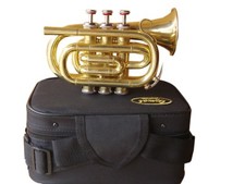 BRASS Bb POCKET TRUMPET GUARANTEE QUALITY SOUND W/CASE Mouthpiece  VALUEABLE