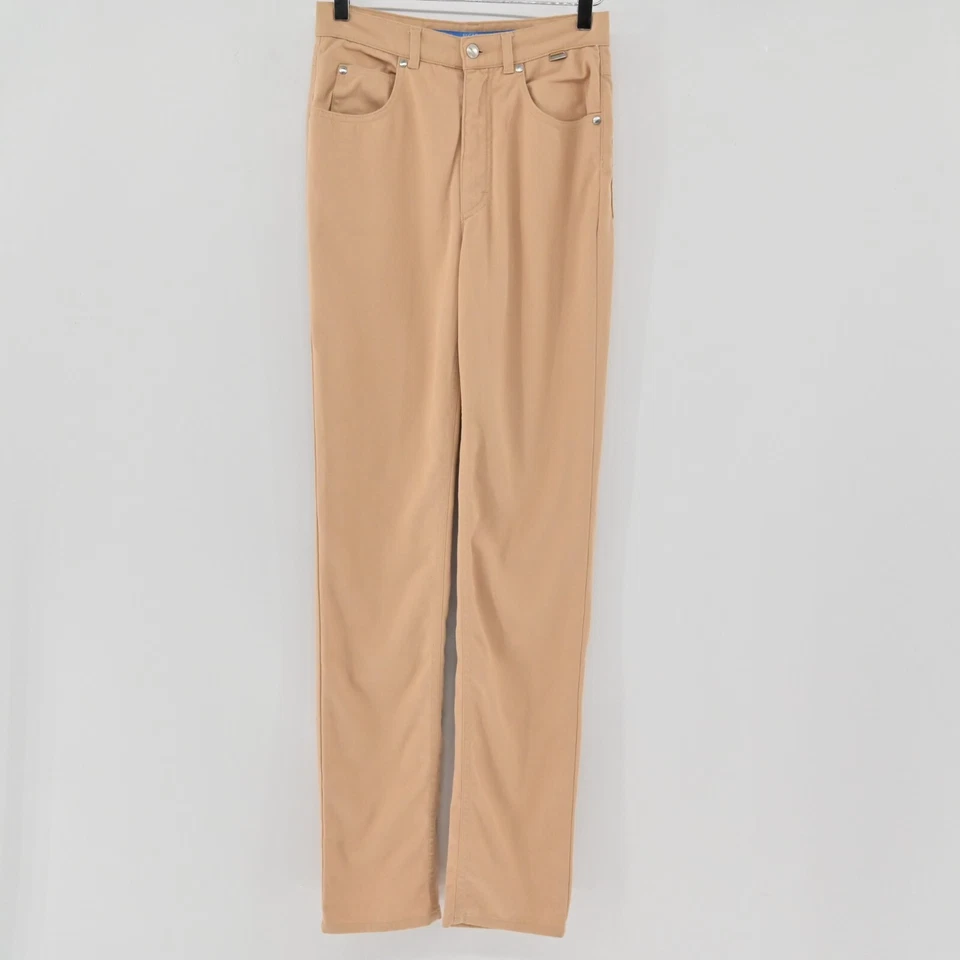 Jeans feminino ESCADA tamanho 34 esporte cintura alta skinny stretch jeans bege - Imagem 2 de 4