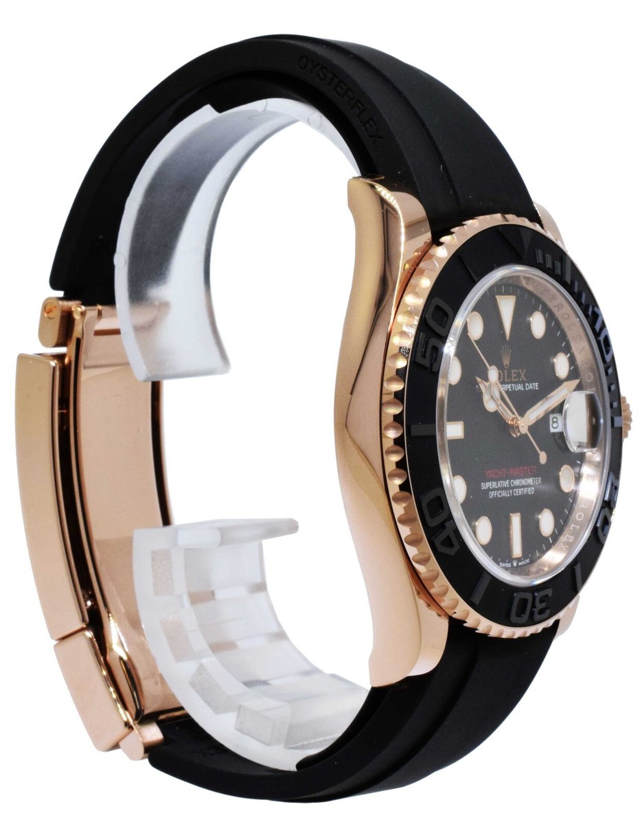 Rolex Yacht-Master 40 18k Rose Gold Oysterflex Black Dial Mens