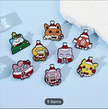 Assorted Adorable Christmas Holiday-Themed Pokemon Brooches Hat/Lapel Pins