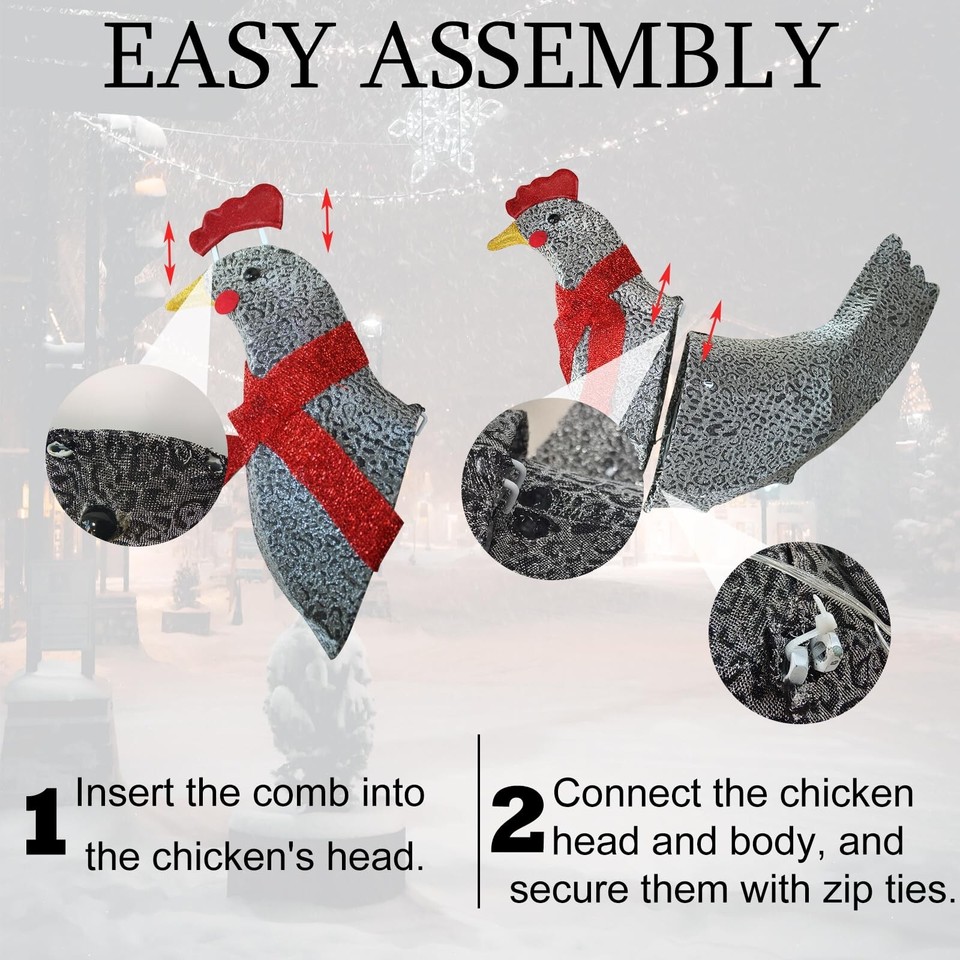 Light Up Chicken Christmas Decorations Outdoor Lighted Chicken Indoor