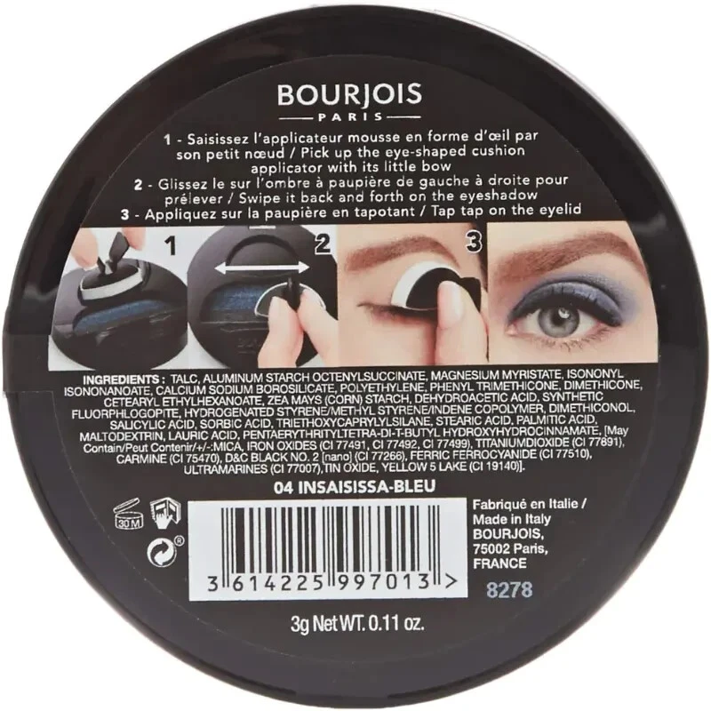 3 sombras de ojos BOURJOIS 1 segundo Insaissa - azul 04 aspecto ahumado de larga duración Foto 3 de 4