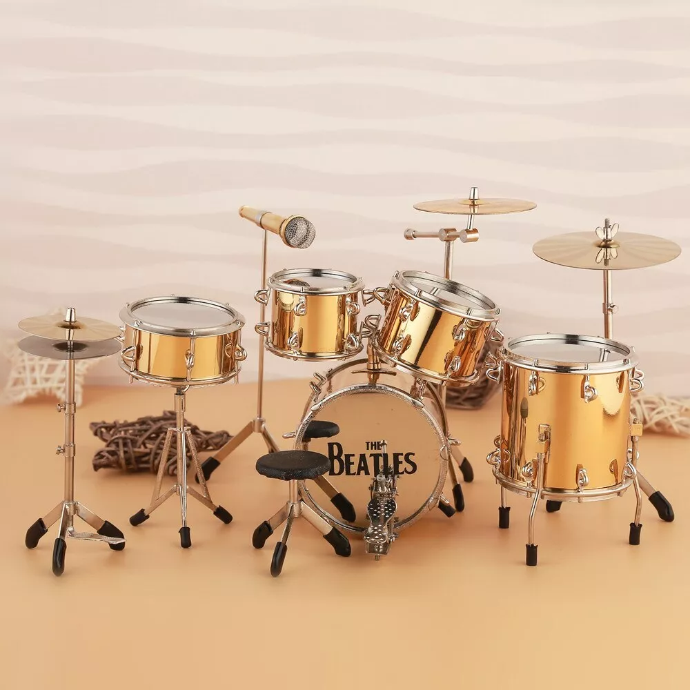 Miniature Drum Set Miniature Musical Instrument Model Brass Doll