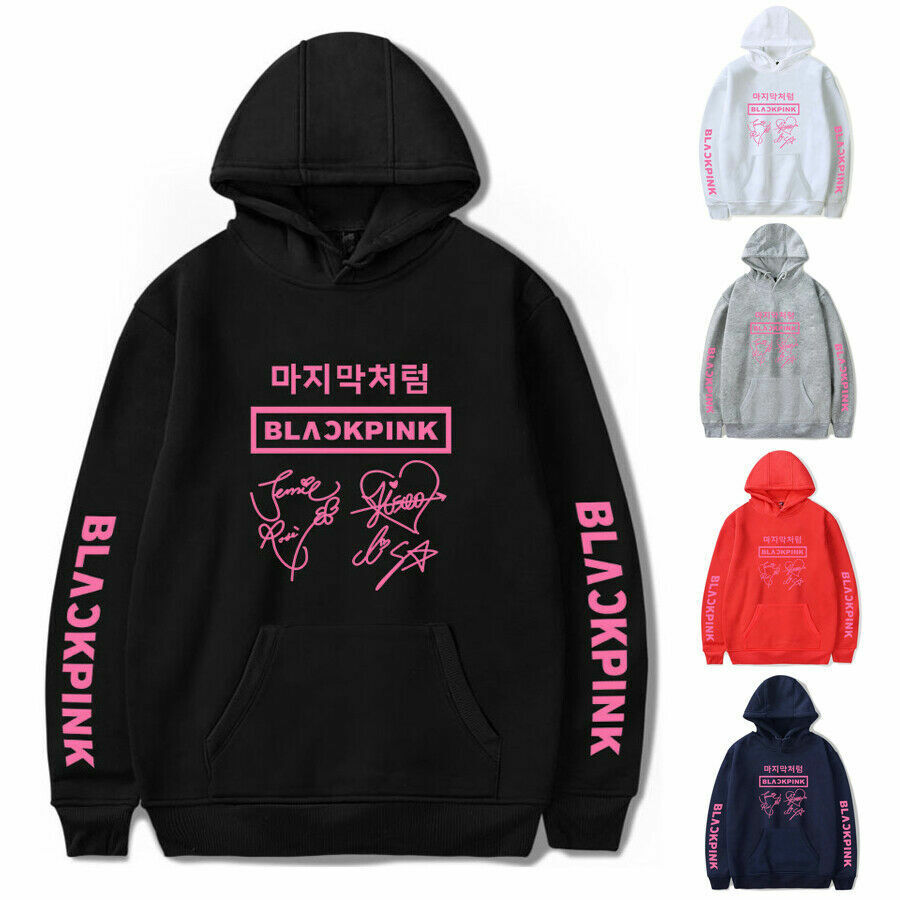 KPOP Black Pink Lisa JISOO Jennie Rose Hooded Pullover KPOP Black Pink Lisa JISOO Jennie Rose Hooded Pullover