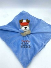 Okie Dokie Mommys All Star Blue Puppy Dog Rattle Security Blanket Baseball Baby