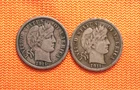 1911-D, & 1911-S Barber Silver Dime Lot, 10C, Full LIBERTY
