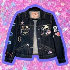 MARC JACOBS SS 2016 Denim Jean Jacket M / L Punk Heaven Varsity 2000s Pearls 90s