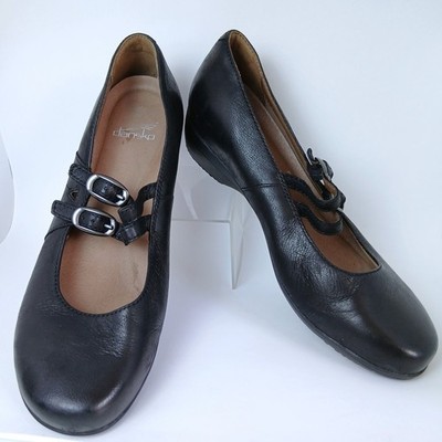 Dansko Balance Black Leather Mary Jane Shoes EU 40 Comfort Work Flats Teacher