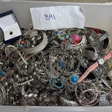 30+ Lbs Silver Tone Jewelry Craft Scrap Junk Broken Lot Tangled Repair Repurpose