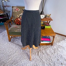 Vintage 1940s Skirt l Navy Blue l Polka Dot l Rayon l A-line l M l Pinup l 40s