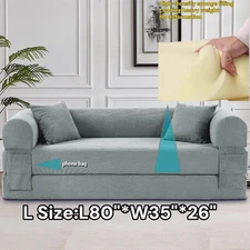 9 Solid Colors Corduroy Large Size Light Luxury Convertible Sofa Bed Module Free