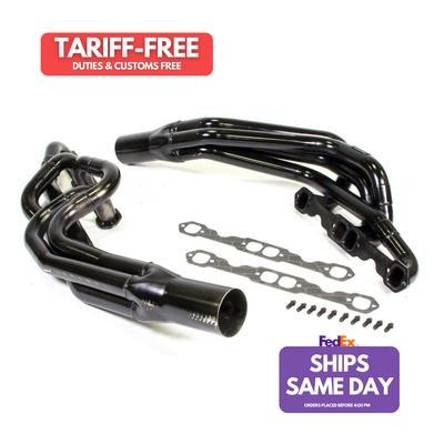 Schoenfeld 136V, 2 Pack Black Steel Crossover Headers 1-3/4 - 1-7/8 Performance