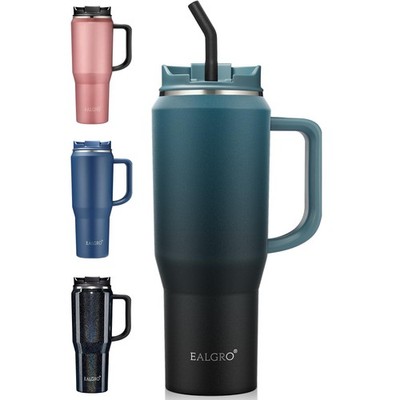 40 oz Insulated Water Bottle Jug with Straw and Handle, Large Metal Sport Wat...