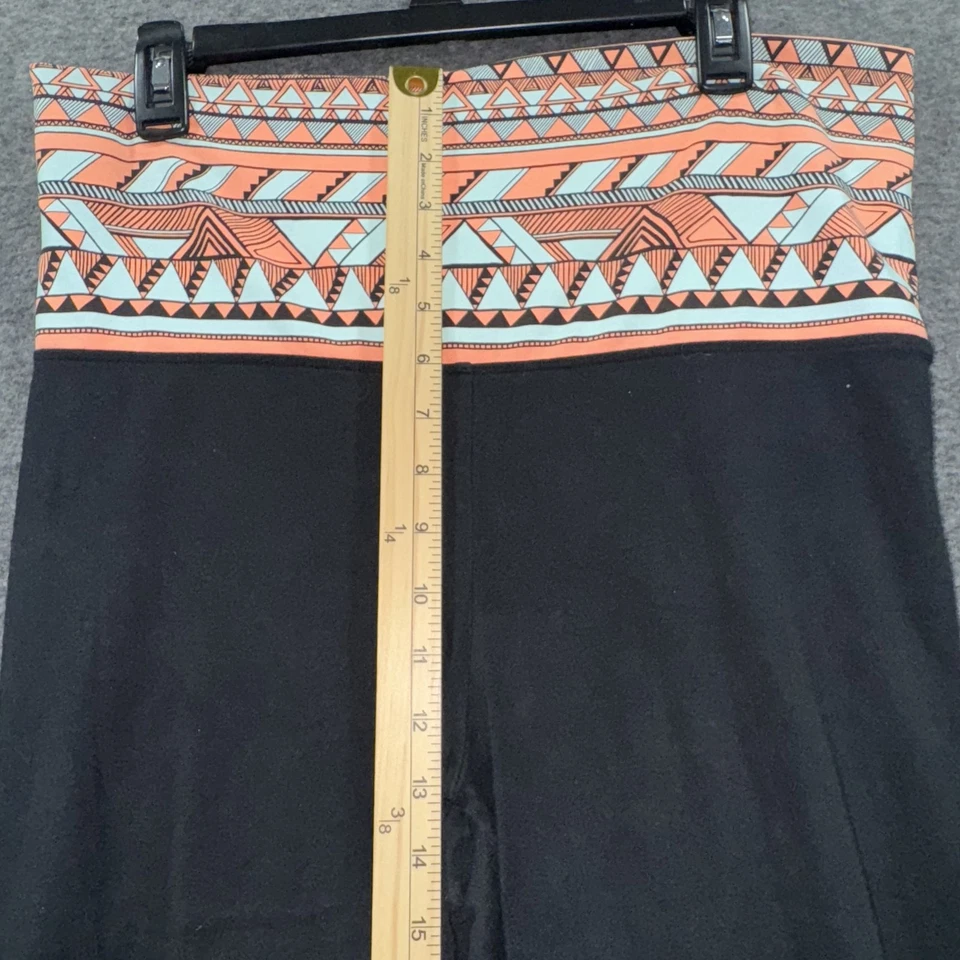 Y@K PINK Yoga Leggings Womens L Black Aztec Print Waistband Activewear Lounge - Image 3 of 4