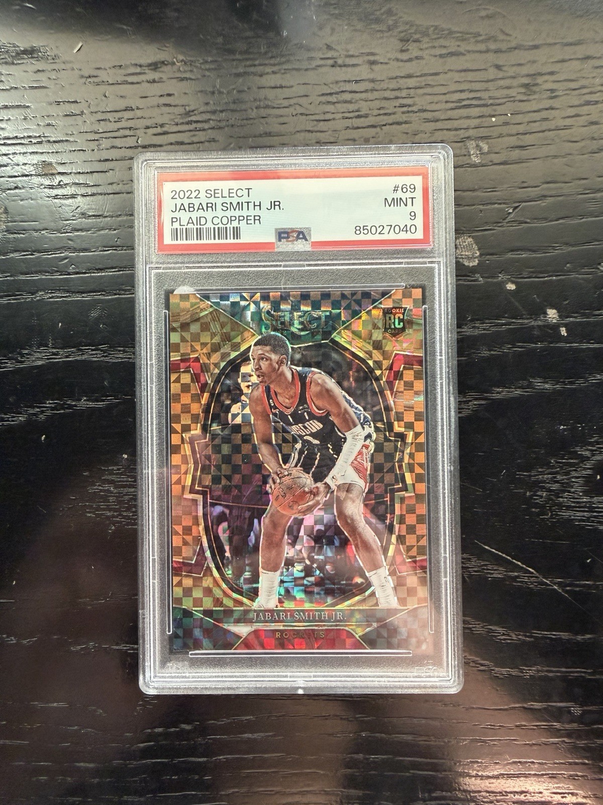 2022-23 Panini Select - Jabari Smith Jr. #69 Copper Plaid Prizm /49 - PSA MINT 9