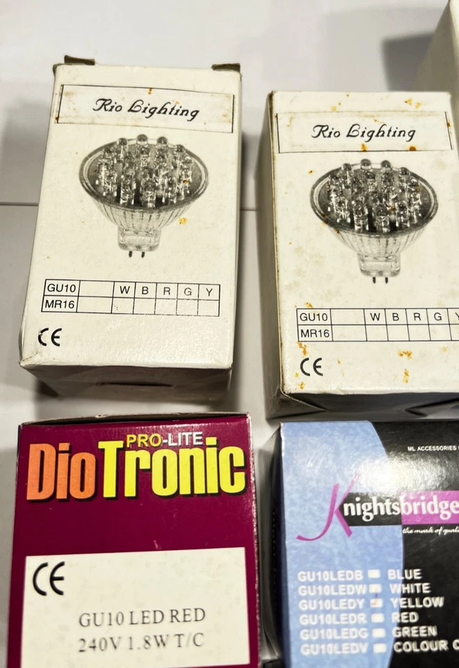 GU10 MR16 LED Bulbs Job Lot of 14 Assorted Colours DJ Silk Fame Effect Lamps - Image 2 of 4