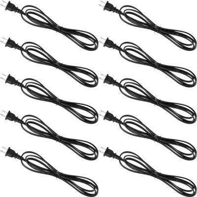 10 Pack Lamp Cord Set - 6 Feet Black, With Molded Plug & Toggle Cord , Ready ...