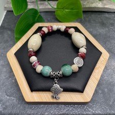 Handmade Ceramic Bead Beaded Stackable 6.25 Plus Stretch Bracelet New B407