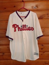 Majestic Philadelphia Phillies Jersey #17  Hoskins Cool Base Size XL Cream