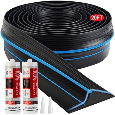 Universal Garage Door Threshold Seal Strip 20FT Kit, Bottom Waterproof Rubber...
