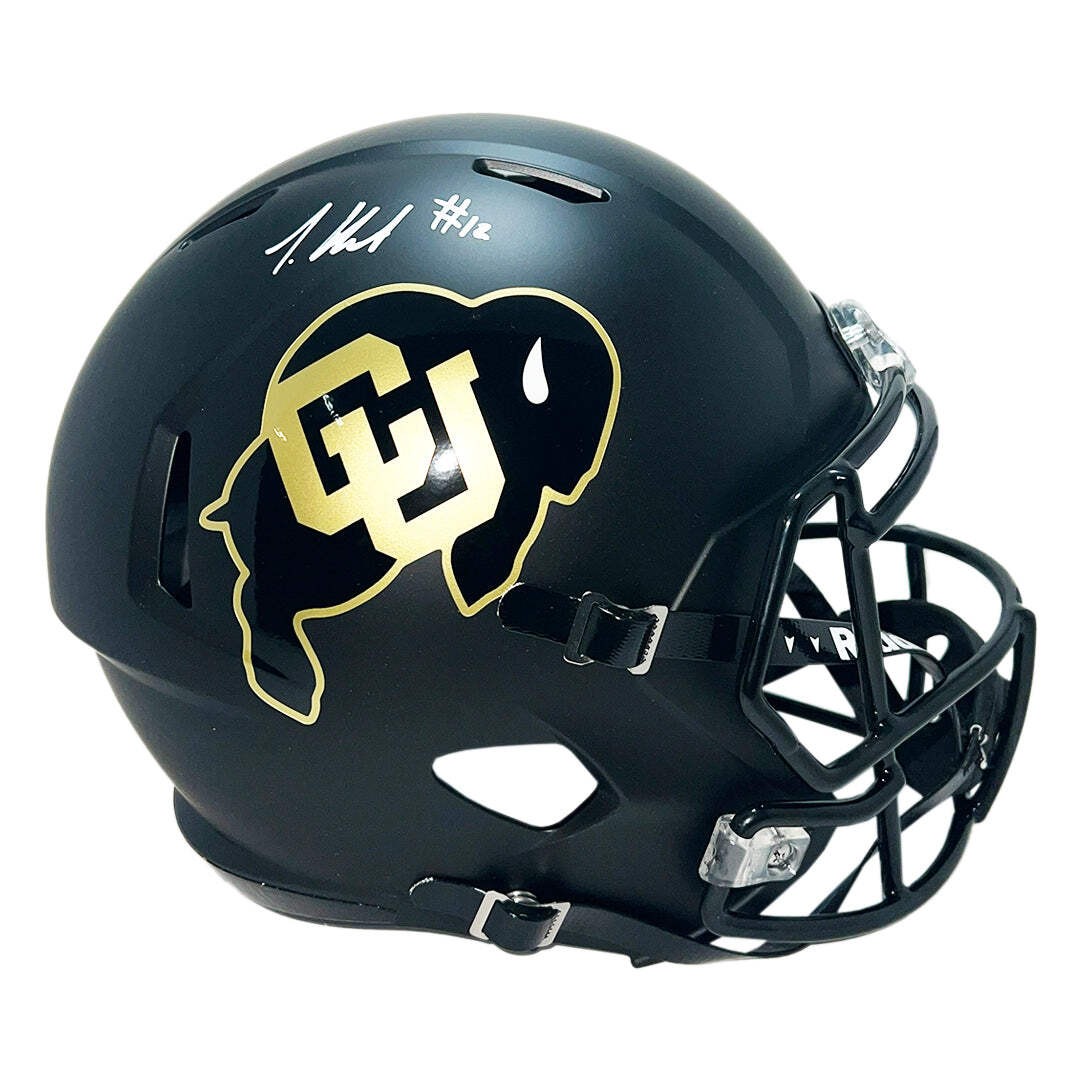 Travis Hunter Signed Colorado Buffaloes Speed Full-Size Replica Black Football H 