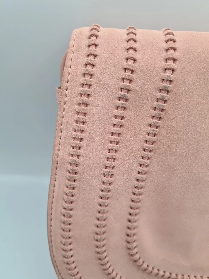 VINCE CAMUTO 'Izzy' Nude Suede Leather Tassle Flap Crossbody Handbag Bag - image 2 of 4