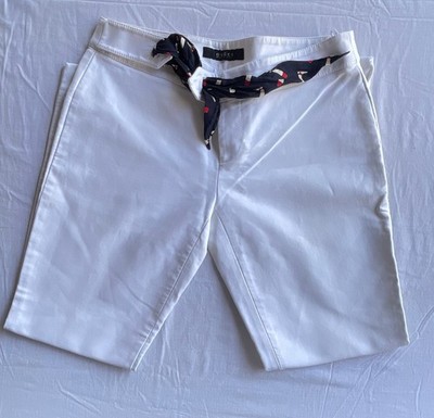 RARE Gucci Tom Ford Era Y2K White Stretch Cotton Pants Gold Hardware Italy 2000s