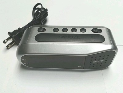 SHARP Digital Dual Alarm Clock, Silver with Green LED Display