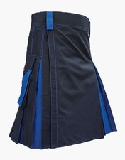 Scottish black and blue Hybrid Utility Kilt Highlanders Outfit Traditional Kilt