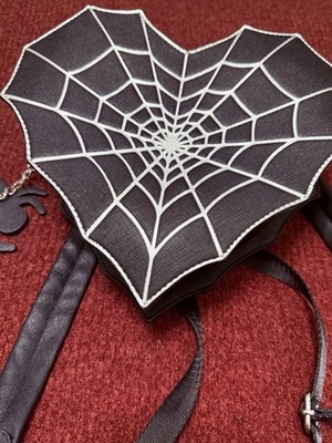 NWOT Mad Engine Spiderweb Goth Purse Y2K Alt Mall Goth Bag W/ Keychain Punk Emo