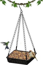 Hanging Bird Feeder, Platform Bird Feeders for Outdoors, Metal Mesh Seed Tray Fo