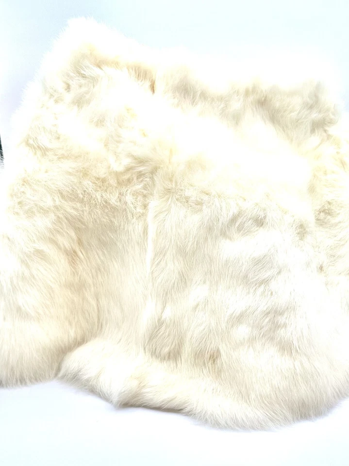 Vintage White Rabbit Fur Stole, Mid-Century, Fully Lined with Hook Clasp Closure - Image 3 of 3