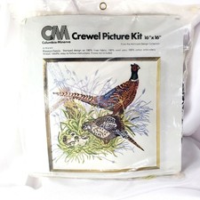 VTG Crewel Picture Kit Pheasant Family 16x16 Columbia Minerva Hallmark Design