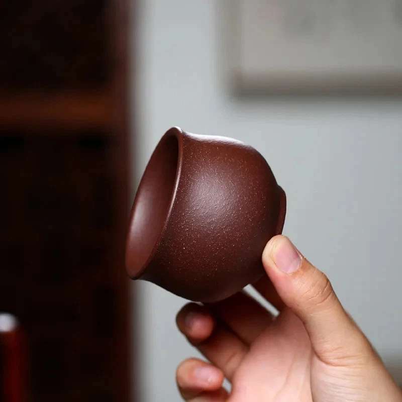 Taza de té china de arcilla púrpura Yixing 110 ml taza de meditación de viaje hecha a mano tazón de té  Foto 4 de 4