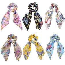 Butterfly Scrunchies - Vivid Silk Hair Accessories with Colorful Scarves, Ribbon