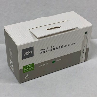 Office Depot Low-Odor Dry-Erase Markers Chisel Tip Green 12 Count