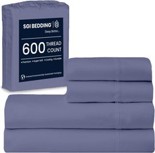 100 Egyptian Cotton Sheets RV King Size 600 Thread Count Sheets Set, Soft,