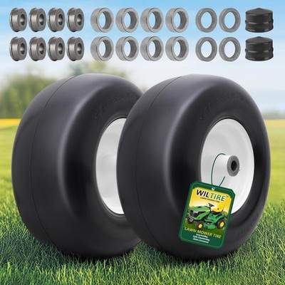 13x6.50-6 Flat Free Lawn Mower Tire & Wheel for Zero-Turn, 5/8'' 1/2'' Bushings