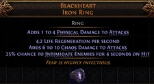 Path of Exile 2 Rise of Abyssal  - UNIQUE Blackheart Iron Ring