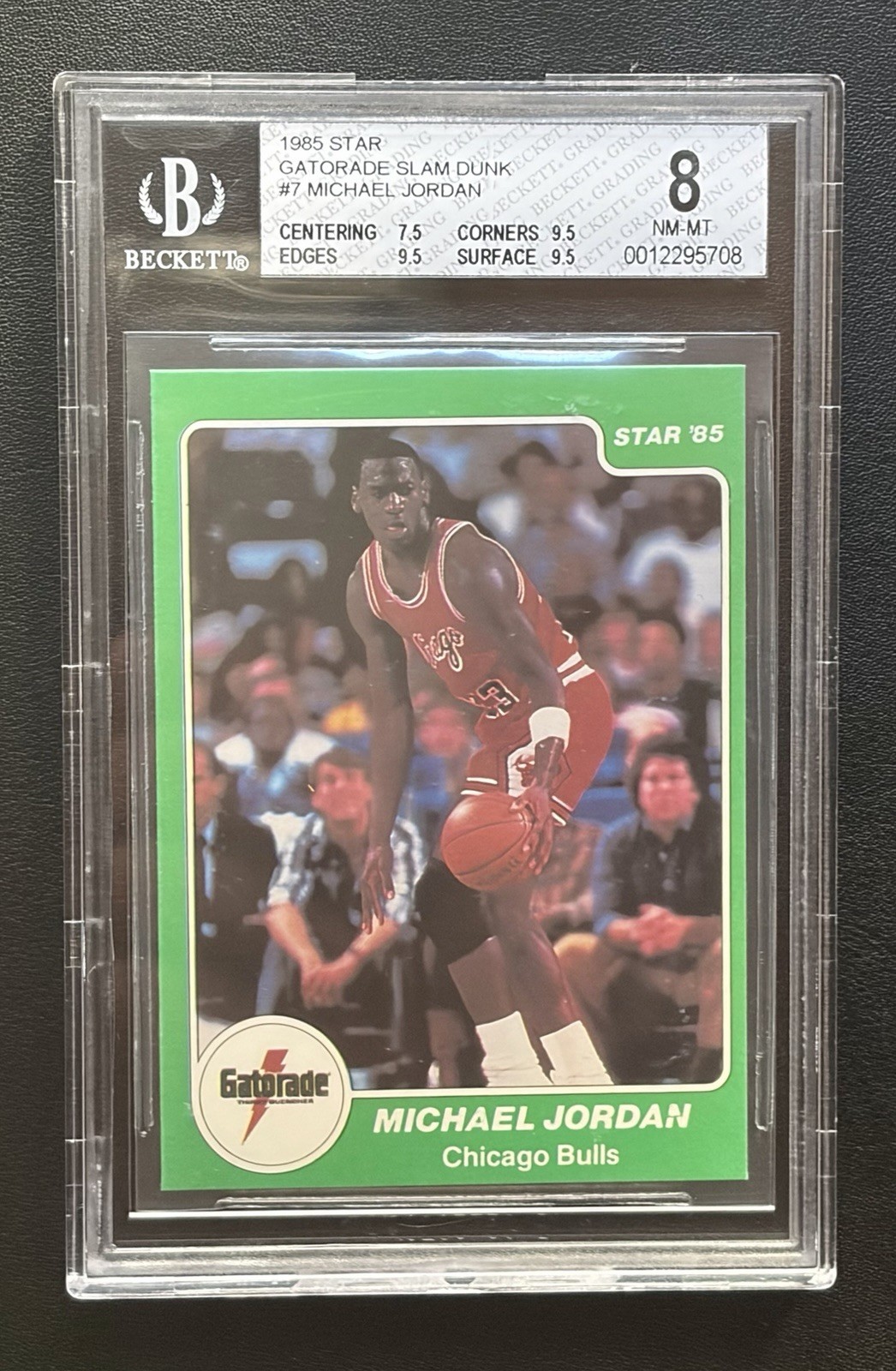 1985 Star Michael Jordan #7 Gatorade Slam Dunk Bulls BGS 8 ~ Three 9.5 Subs!!